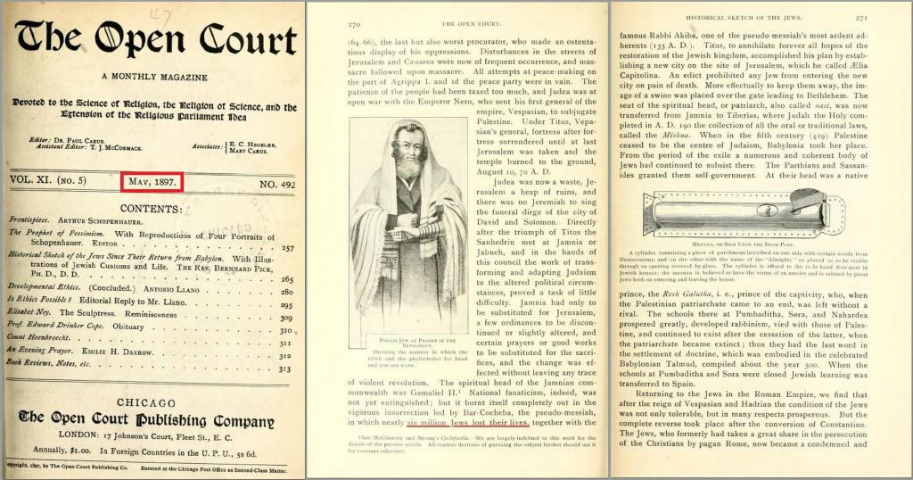 This 1897 “Science of Religion” American magazine, claims nearly six million Jews were killed in the Bar Kokhba revolt 132-136AD. What a laugh!